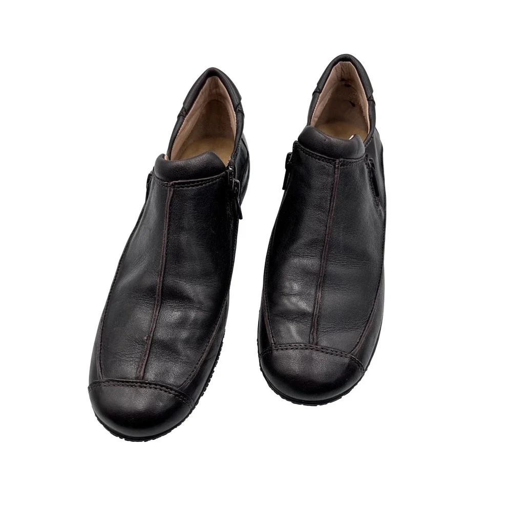 Walking Cradles Loafers Womens 7M Brown Excellent Leather Side‎ Zip Shoes
